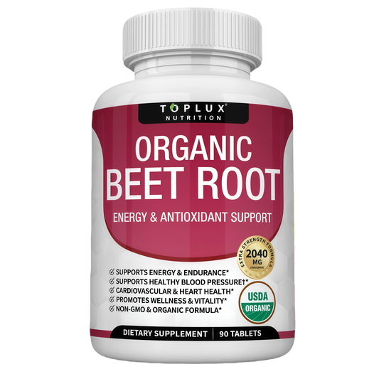 Organic Beet Root Powder Tablets - 2040mg Natural Nitric Oxide Beets to Support, Energy, Black Pepper Better Absorption, Non-GMO, for Men Women, 90 Tablets